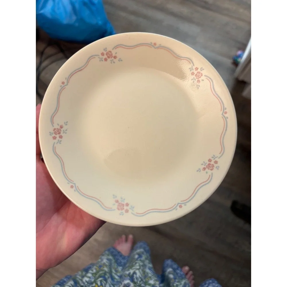 Corelle English Breakfast Bread & Butter Plates Set of 6 Pink Floral 6.75in
